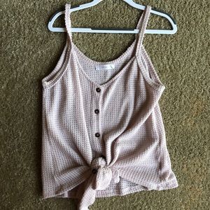 Lush baby pink tie front tank top